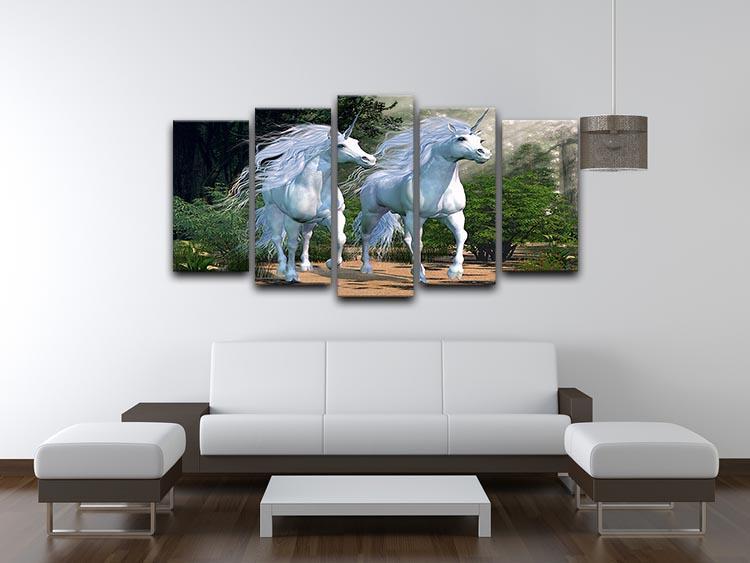 Two buck unicorns run together 5 Split Panel Canvas  - Canvas Art Rocks - 3