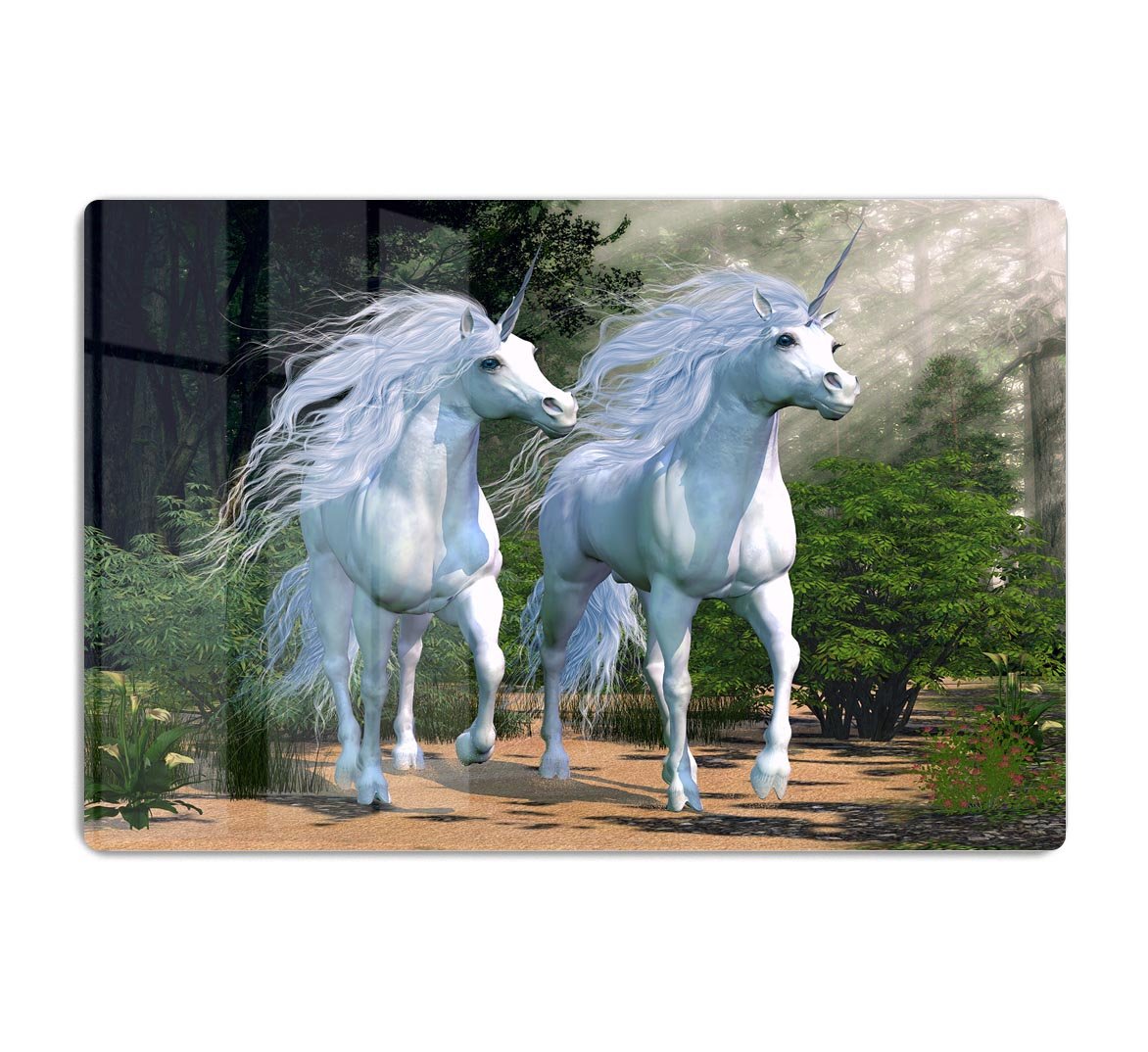 Two buck unicorns run together HD Metal Print