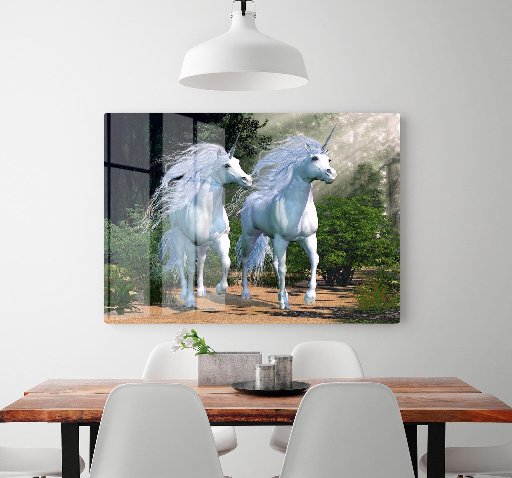 Two buck unicorns run together HD Metal Print