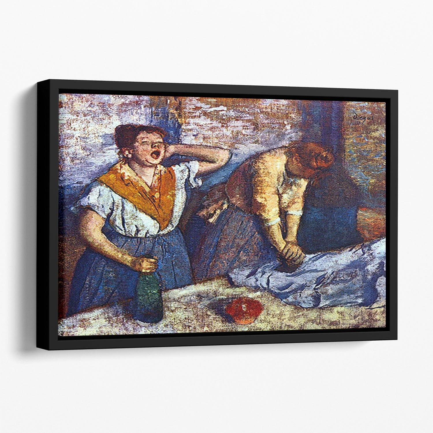 Two cleaning women by Degas Floating Framed Canvas