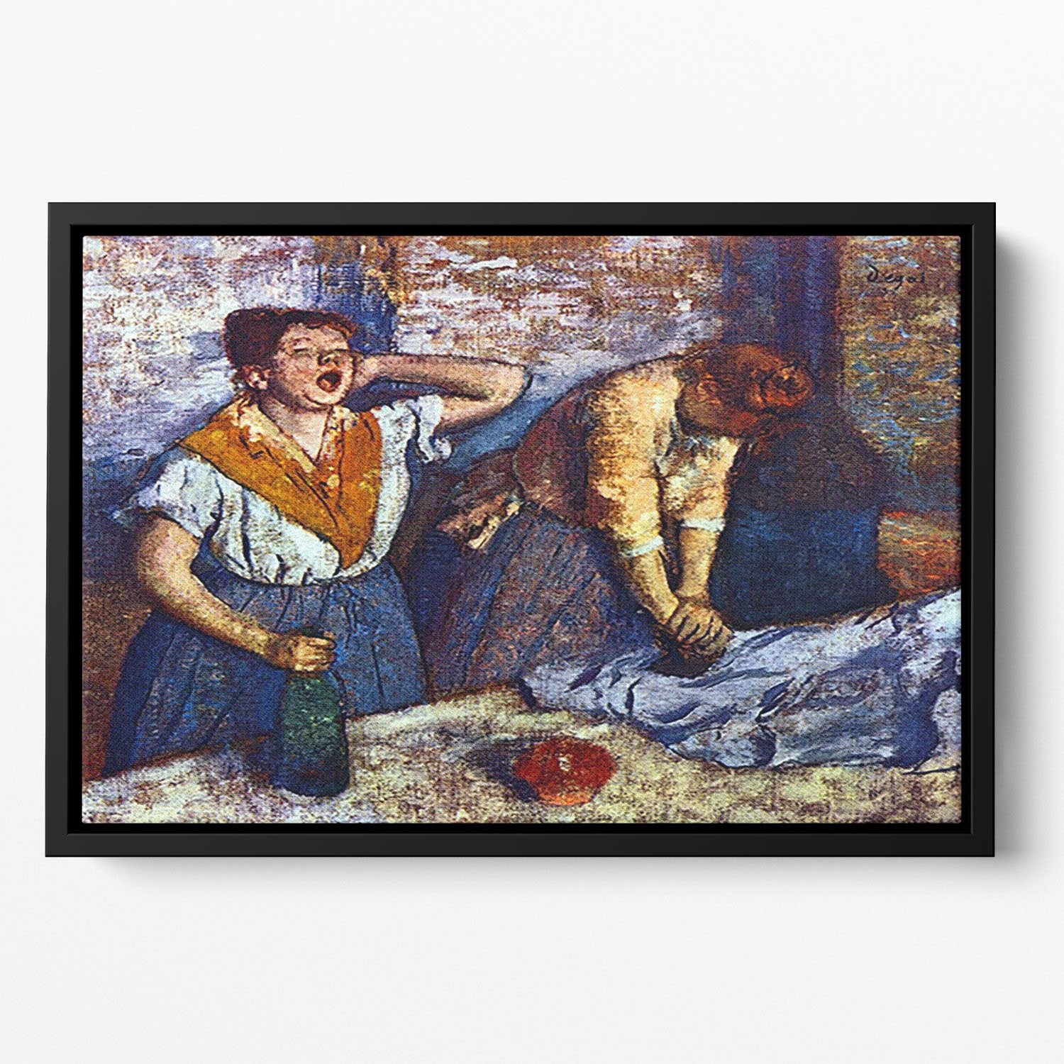 Two cleaning women by Degas Floating Framed Canvas