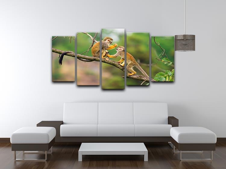 Two common squirrel monkeys 5 Split Panel Canvas - Canvas Art Rocks - 3