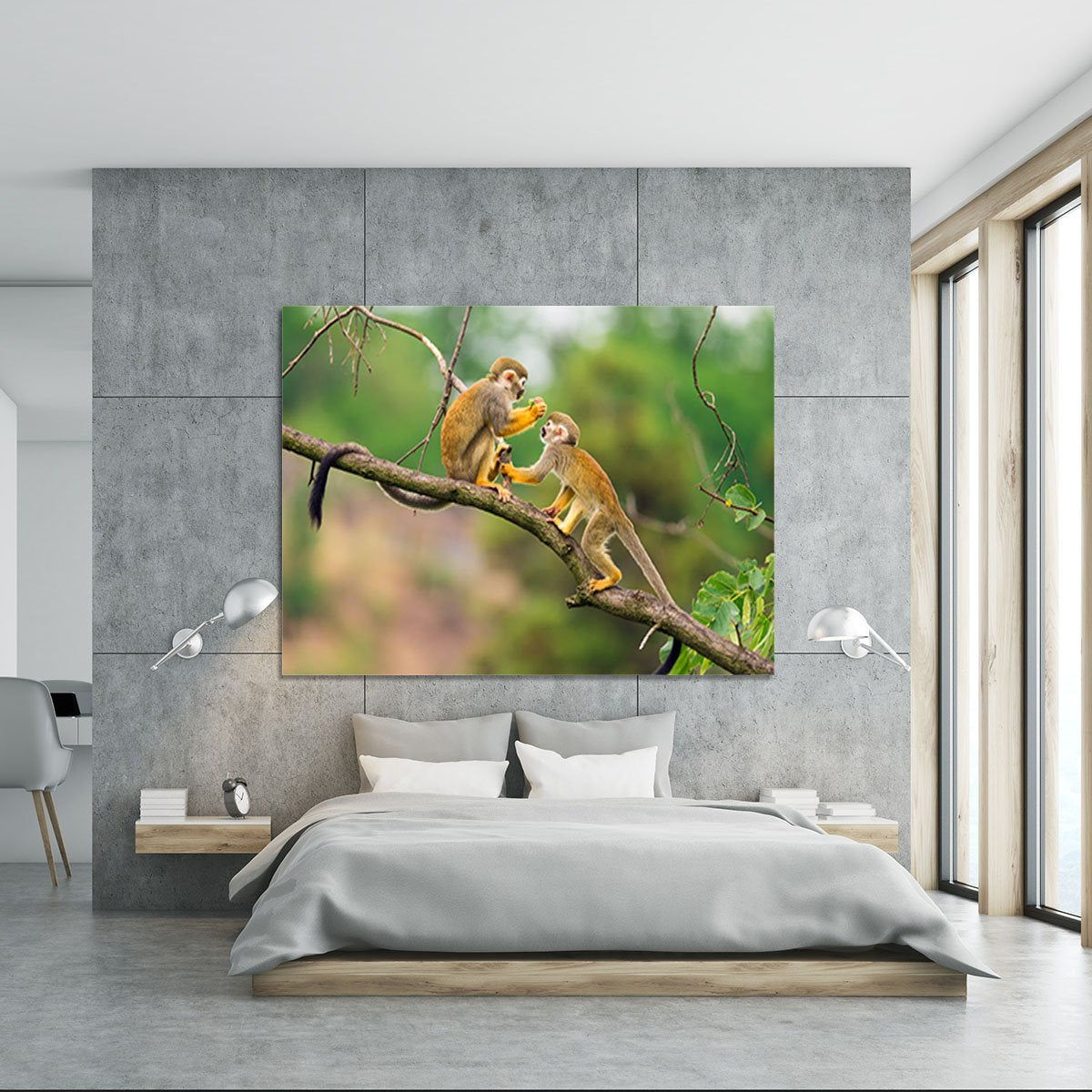 Two common squirrel monkeys Canvas Print or Poster