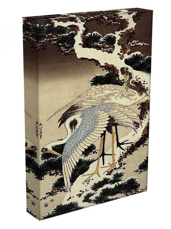 Two cranes on a pine covered with snow by Hokusai Canvas Print or Poster - Canvas Art Rocks - 3