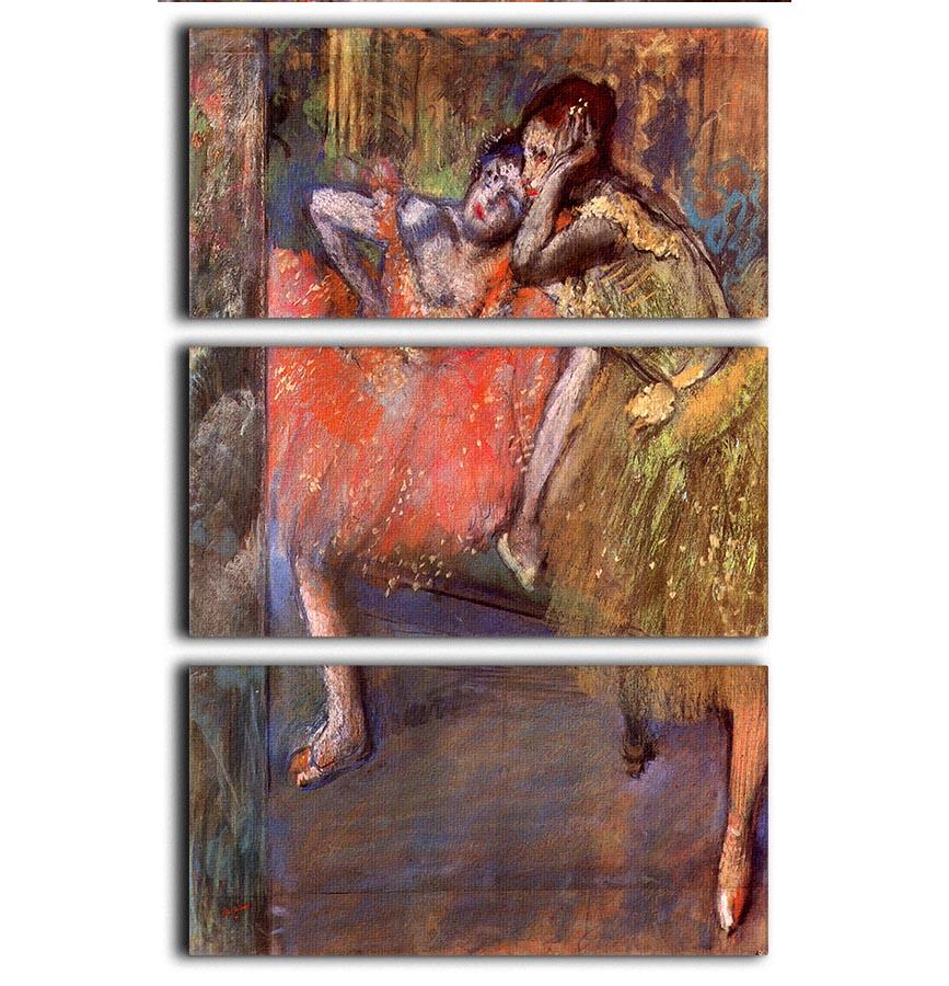 Two dancers behind the scenes by Degas 3 Split Panel Canvas Print - Canvas Art Rocks - 1