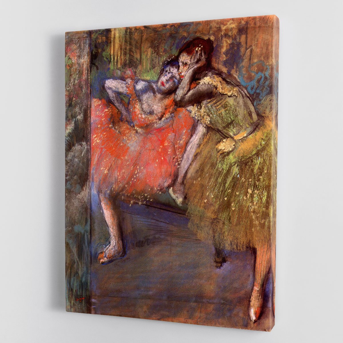Two dancers behind the scenes by Degas Canvas Print or Poster