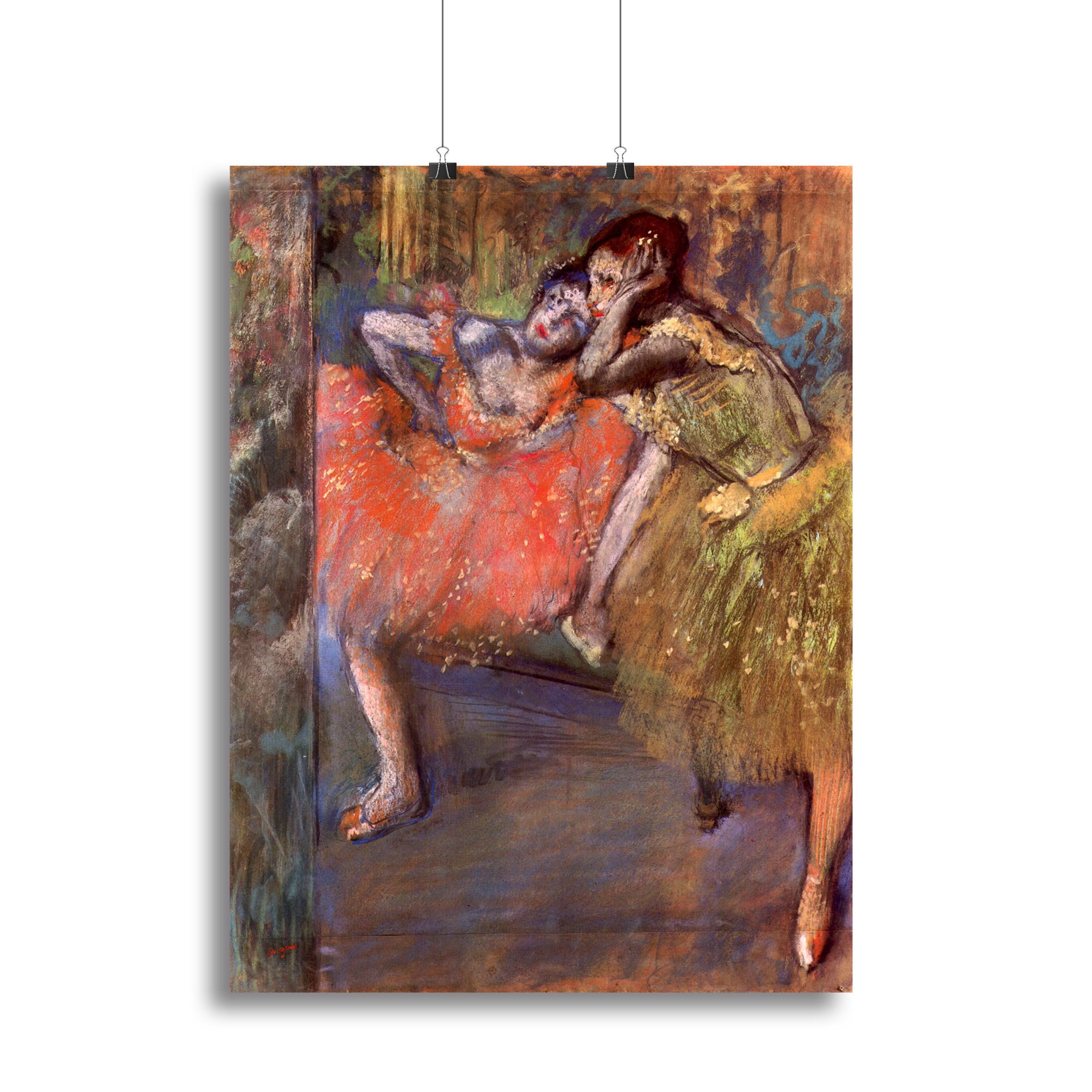 Two dancers behind the scenes by Degas Canvas Print or Poster