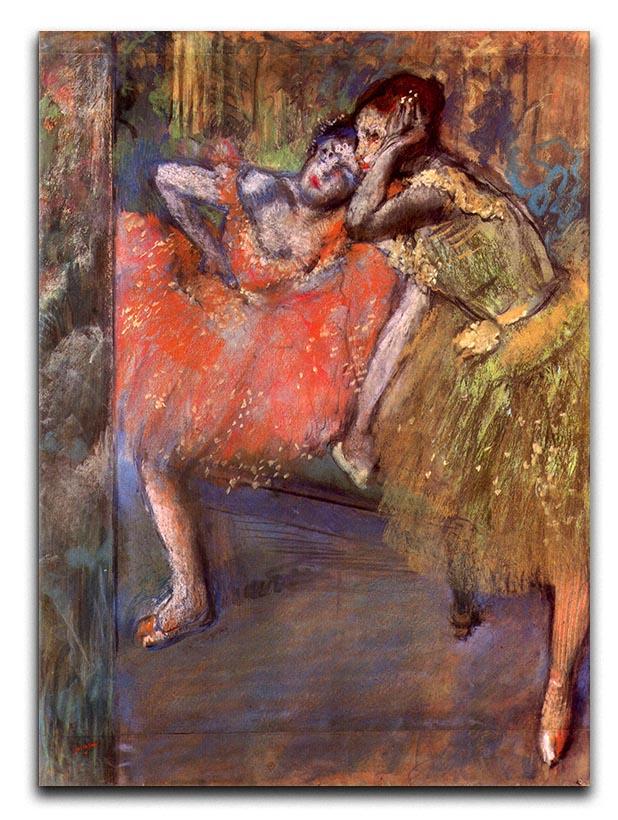 Two dancers behind the scenes by Degas Canvas Print or Poster - Canvas Art Rocks - 1