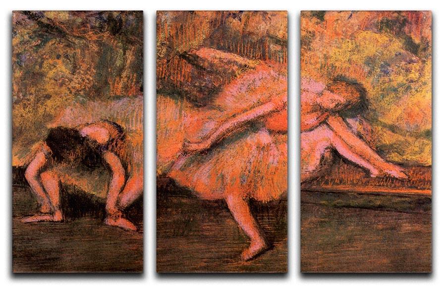 Two dancers on a bank by Degas 3 Split Panel Canvas Print - Canvas Art Rocks - 1
