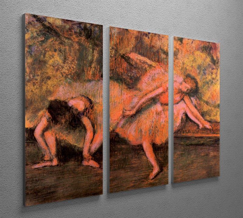 Two dancers on a bank by Degas 3 Split Panel Canvas Print - Canvas Art Rocks - 2