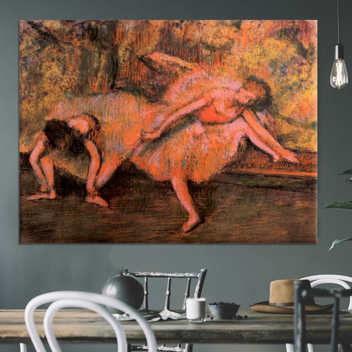 Two dancers on a bank by Degas Canvas Print or Poster