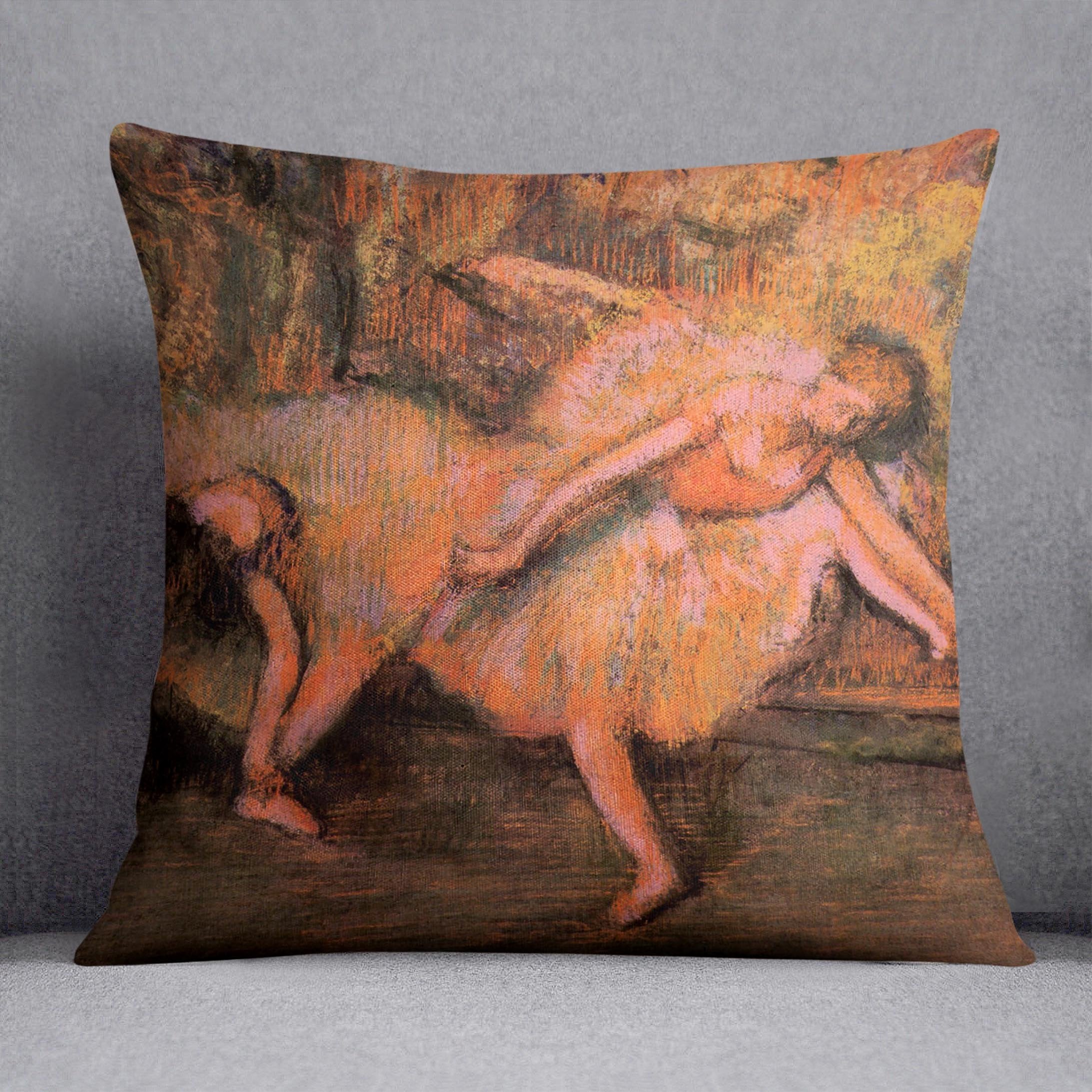 Two dancers on a bank by Degas Cushion