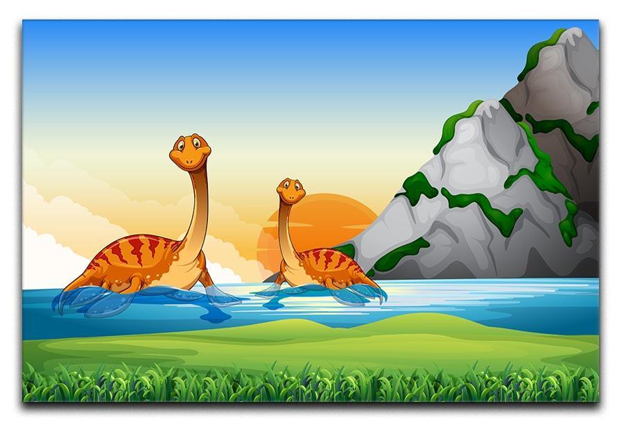 Two dinosaurs in the lake Canvas Print or Poster  - Canvas Art Rocks - 1