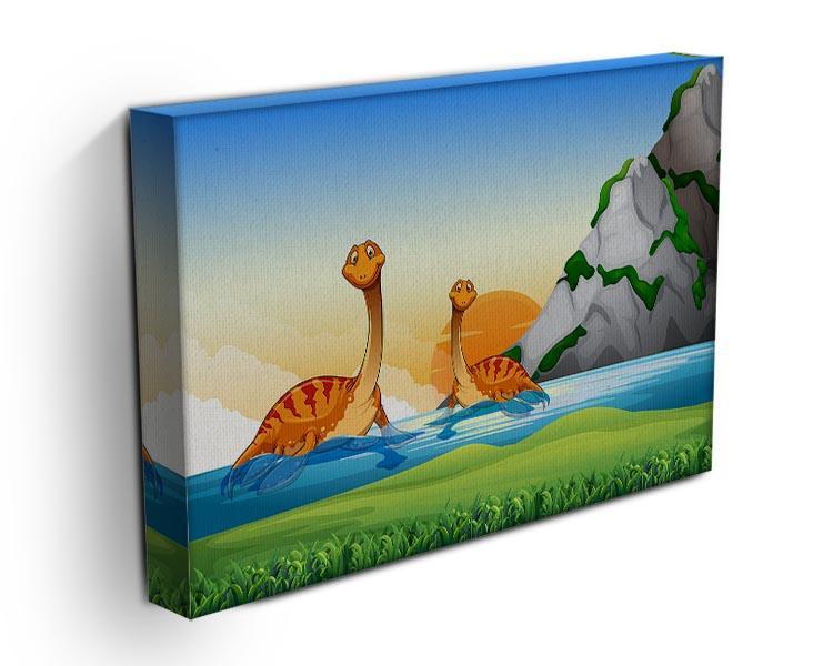 Two dinosaurs in the lake Canvas Print or Poster - Canvas Art Rocks - 3