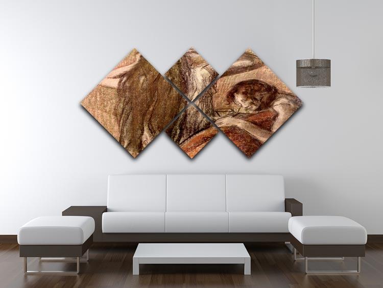 Two girls by Degas 4 Square Multi Panel Canvas - Canvas Art Rocks - 3