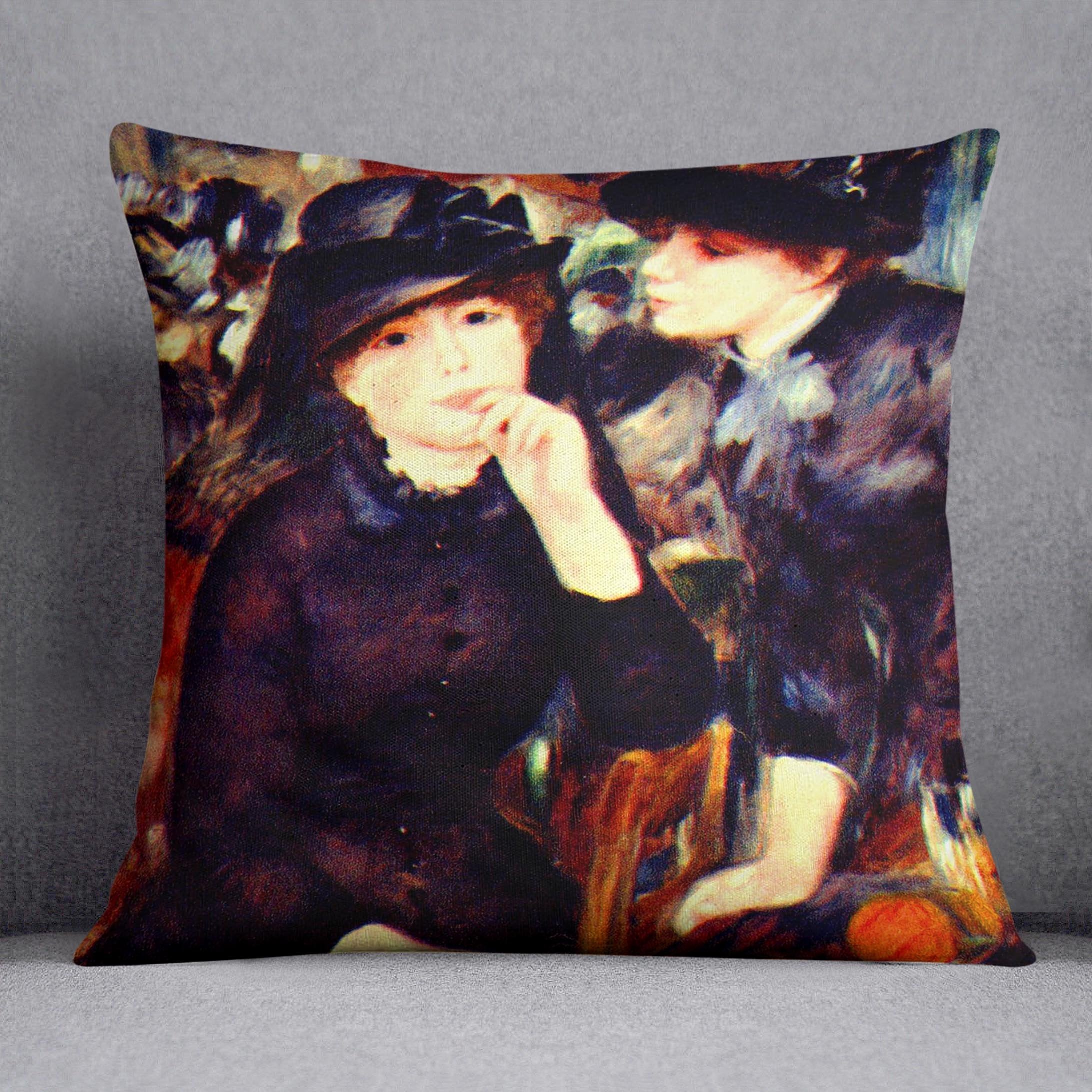 Two girls in black by Renoir Throw Pillow