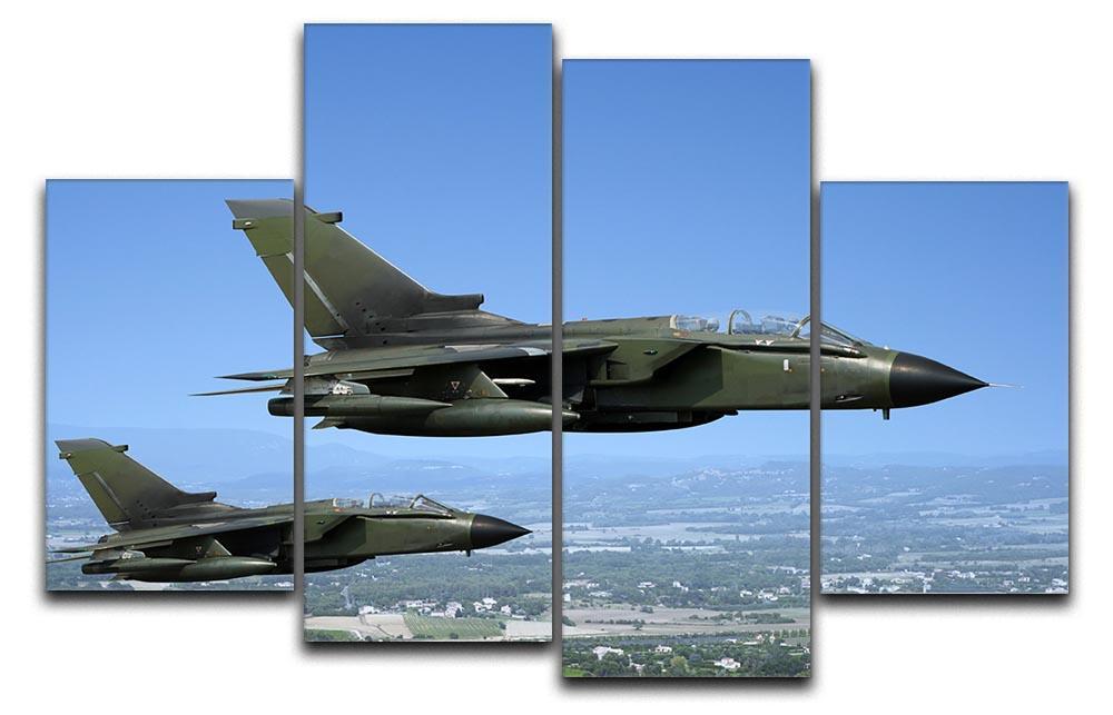 Two green fighter jets 4 Split Panel Canvas  - Canvas Art Rocks - 1