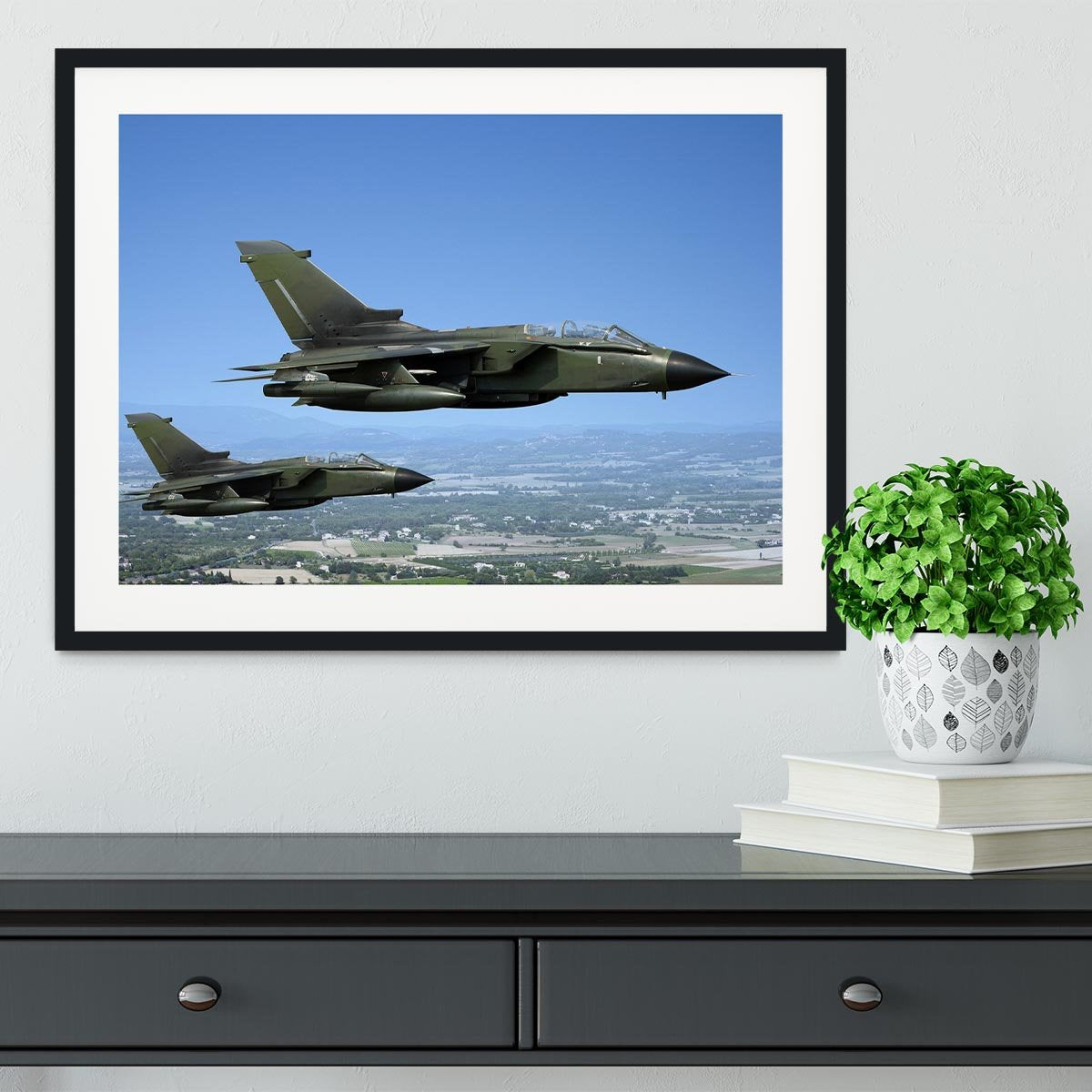 Two green fighter jets Framed Print - Canvas Art Rocks - 1