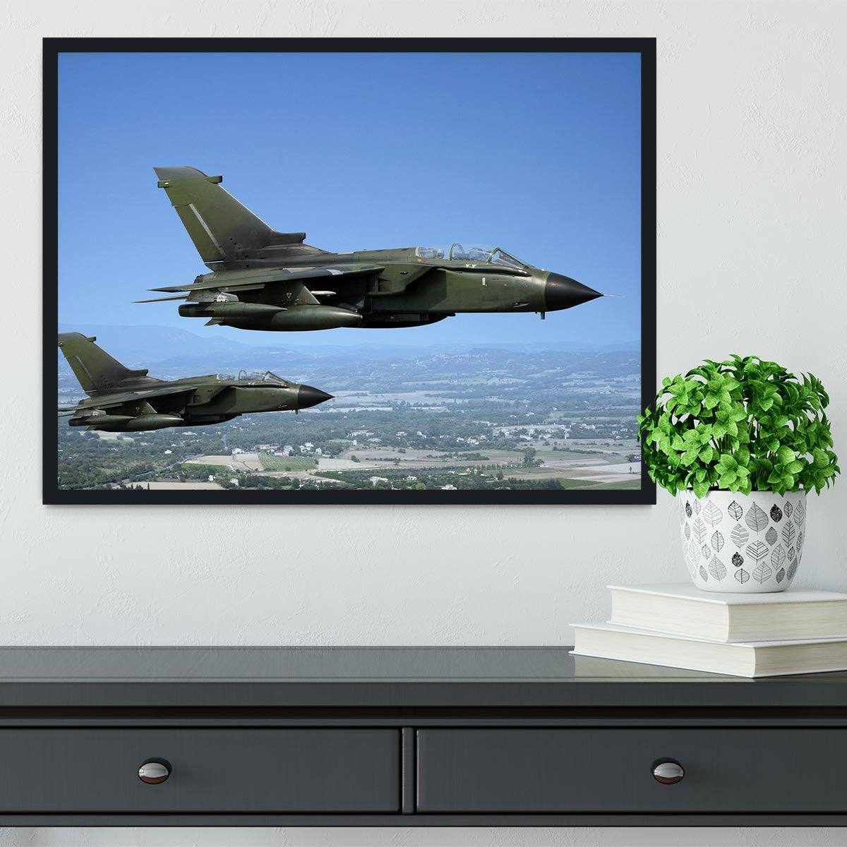 Two green fighter jets Framed Print - Canvas Art Rocks - 2