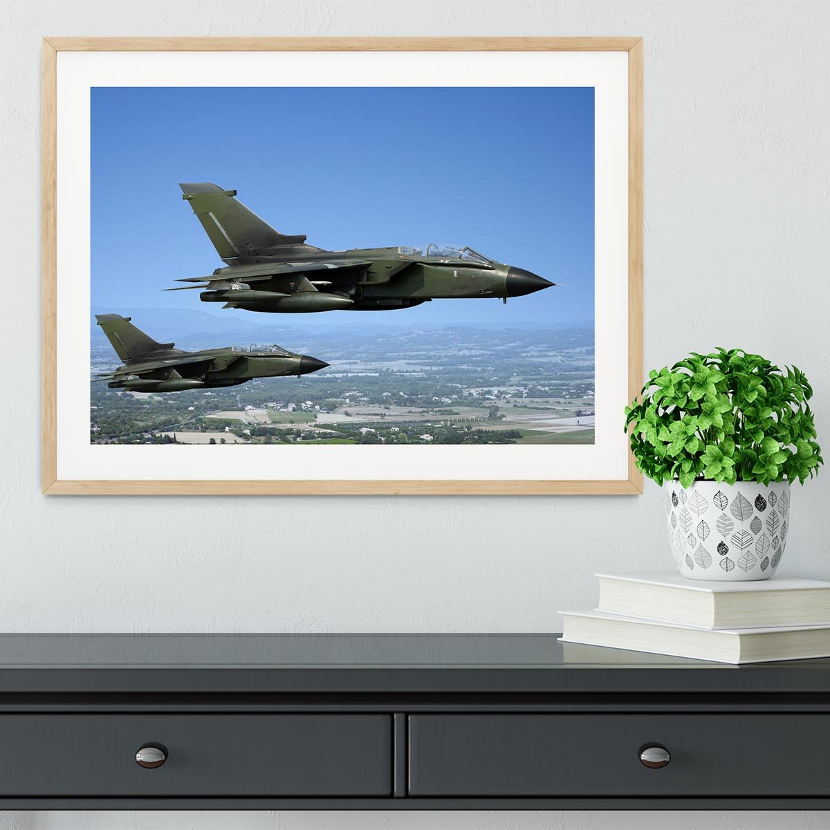 Two green fighter jets Framed Print - Canvas Art Rocks - 3