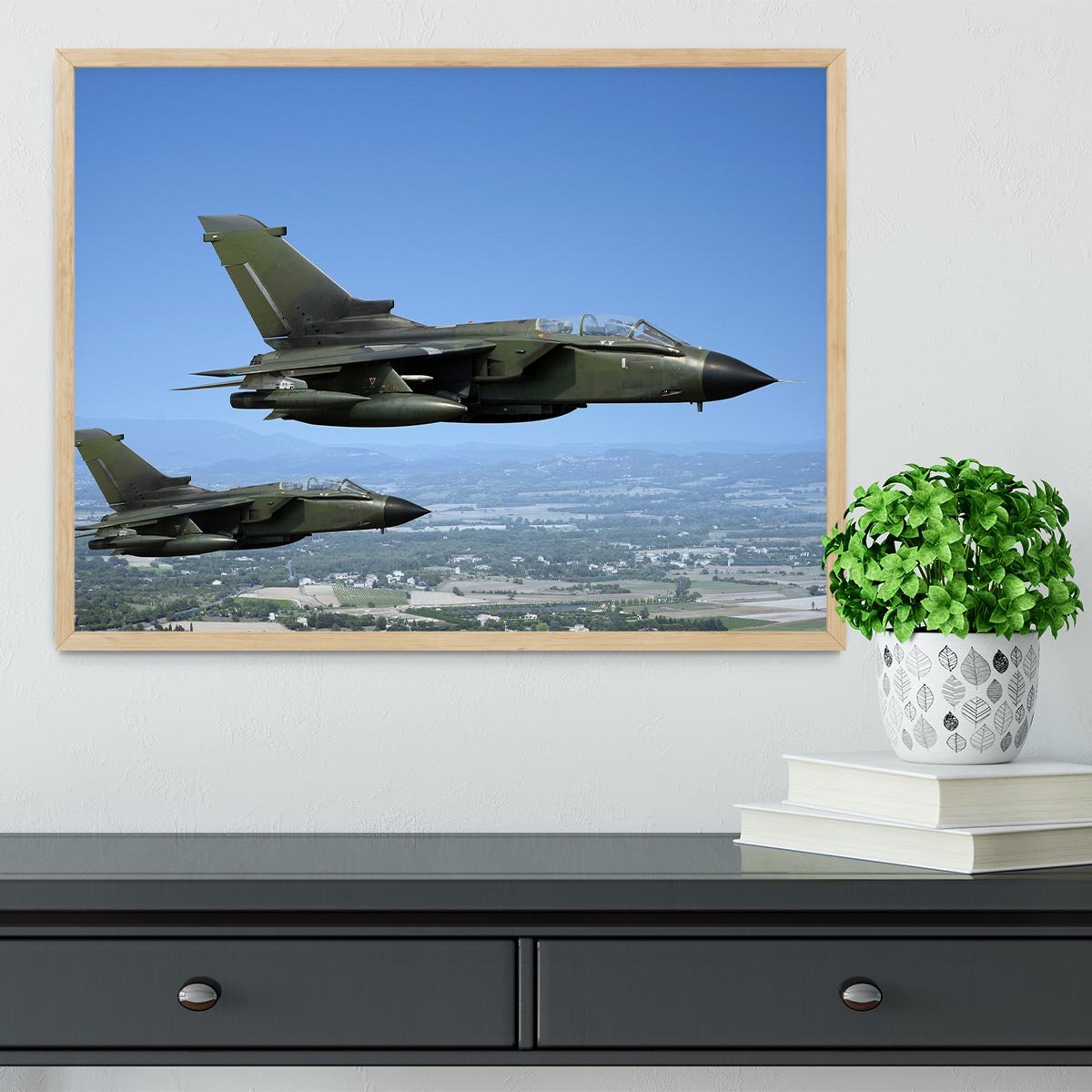 Two green fighter jets Framed Print - Canvas Art Rocks - 4