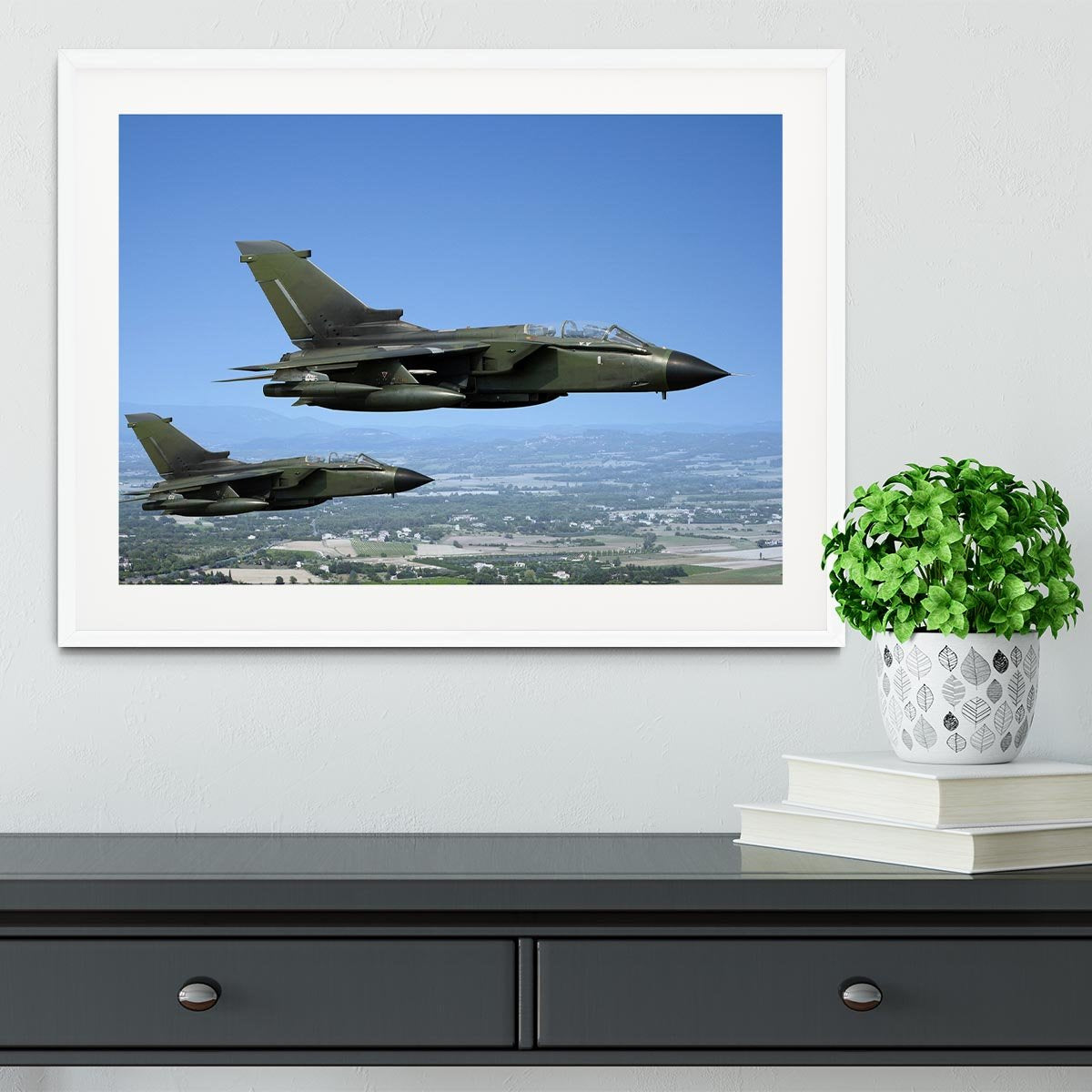 Two green fighter jets Framed Print - Canvas Art Rocks - 5
