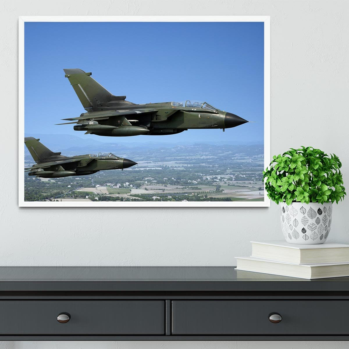 Two green fighter jets Framed Print - Canvas Art Rocks -6