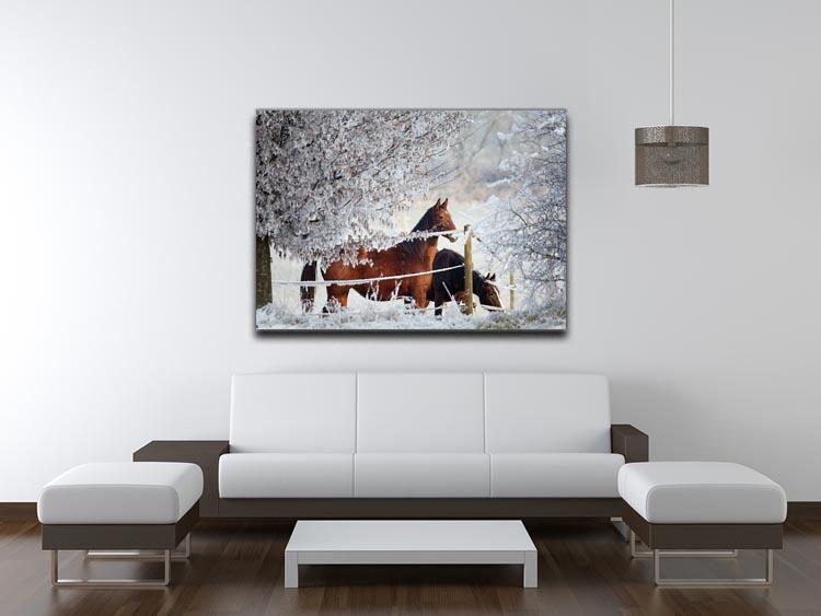 Two horses in a winter landscape Canvas Print or Poster - Canvas Art Rocks - 4