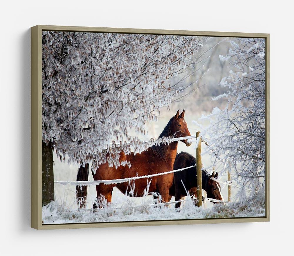 Two horses in a winter landscape HD Metal Print - Canvas Art Rocks - 8