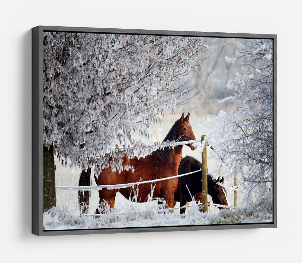 Two horses in a winter landscape HD Metal Print - Canvas Art Rocks - 9