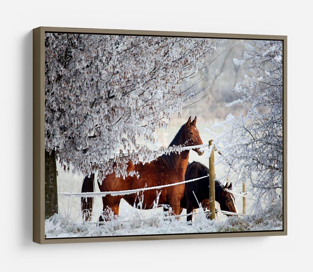 Two horses in a winter landscape HD Metal Print - Canvas Art Rocks - 10