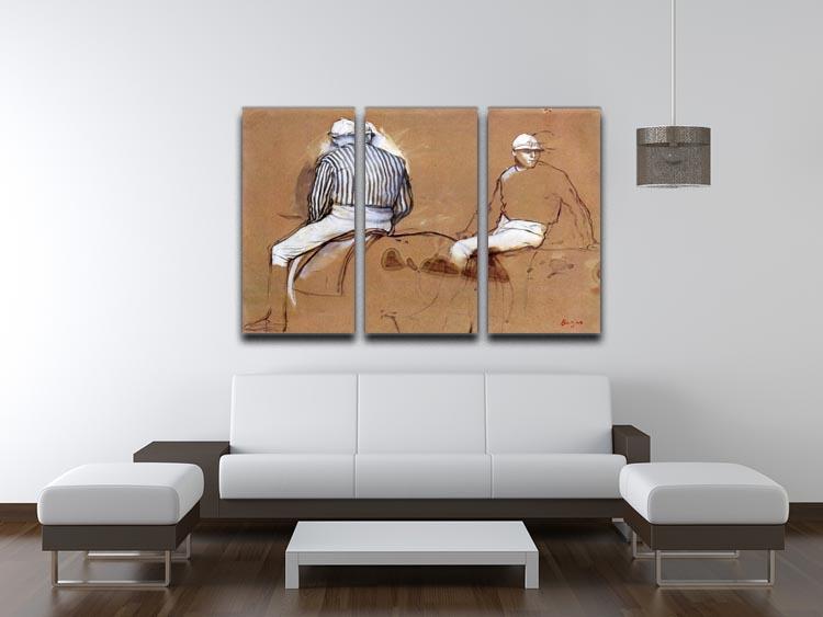 Two jockeys by Degas 3 Split Panel Canvas Print - Canvas Art Rocks - 3