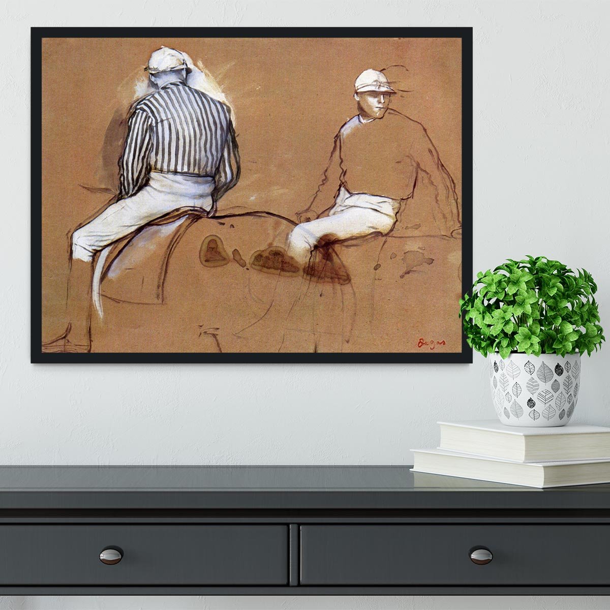 Two jockeys by Degas Framed Print - Canvas Art Rocks - 2