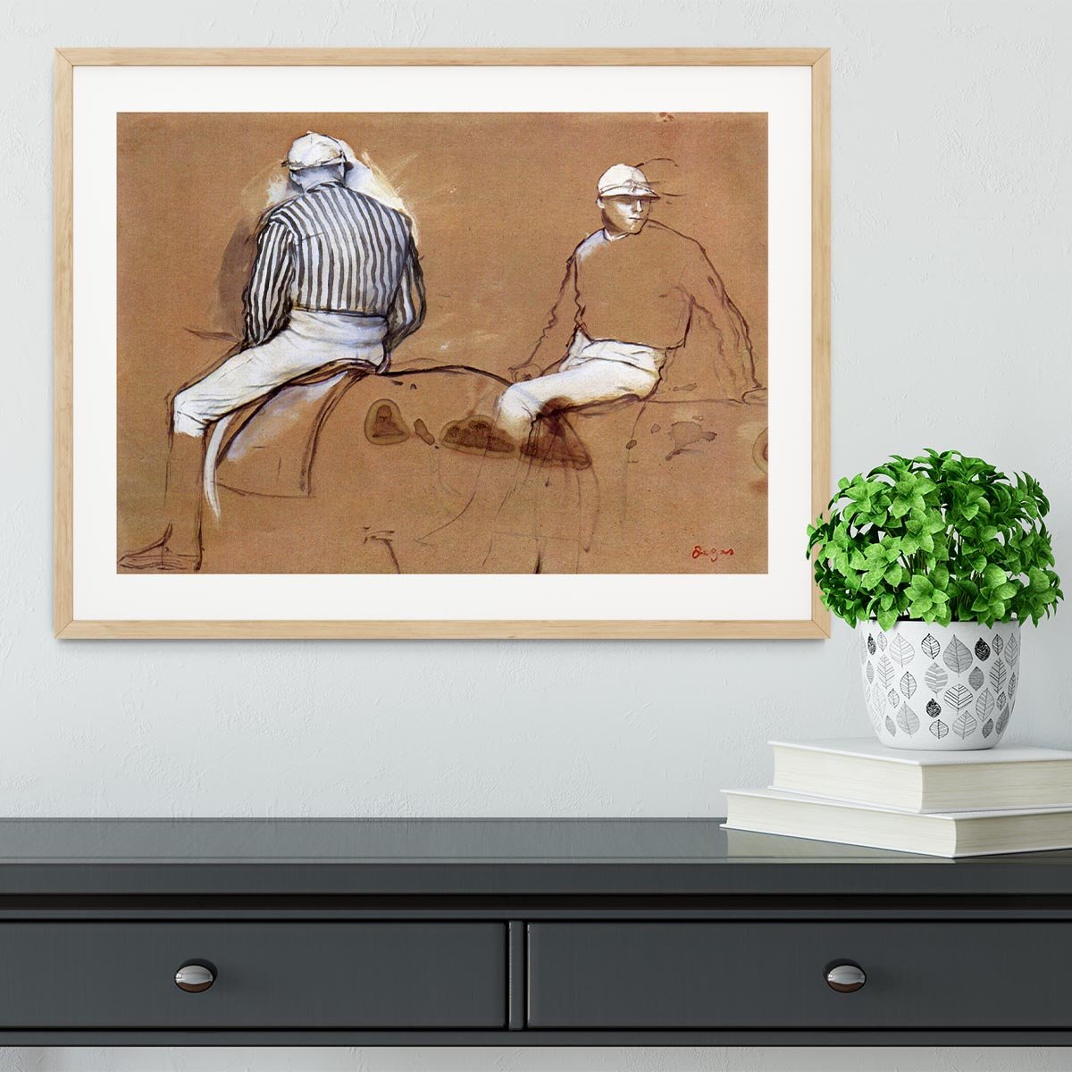 Two jockeys by Degas Framed Print - Canvas Art Rocks - 3