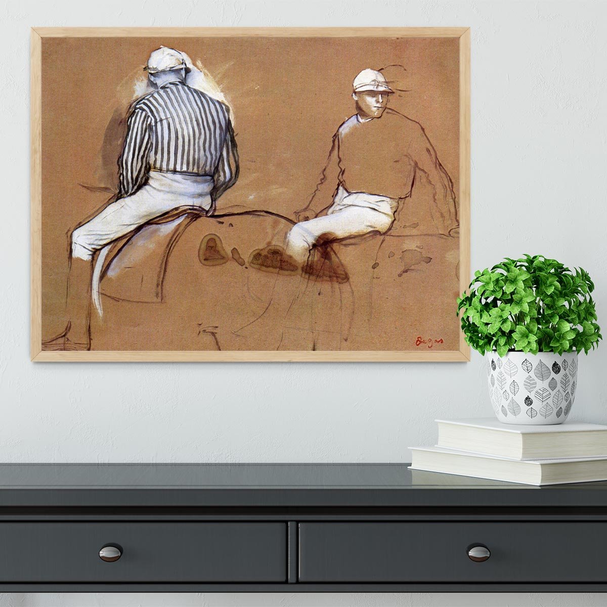 Two jockeys by Degas Framed Print - Canvas Art Rocks - 4