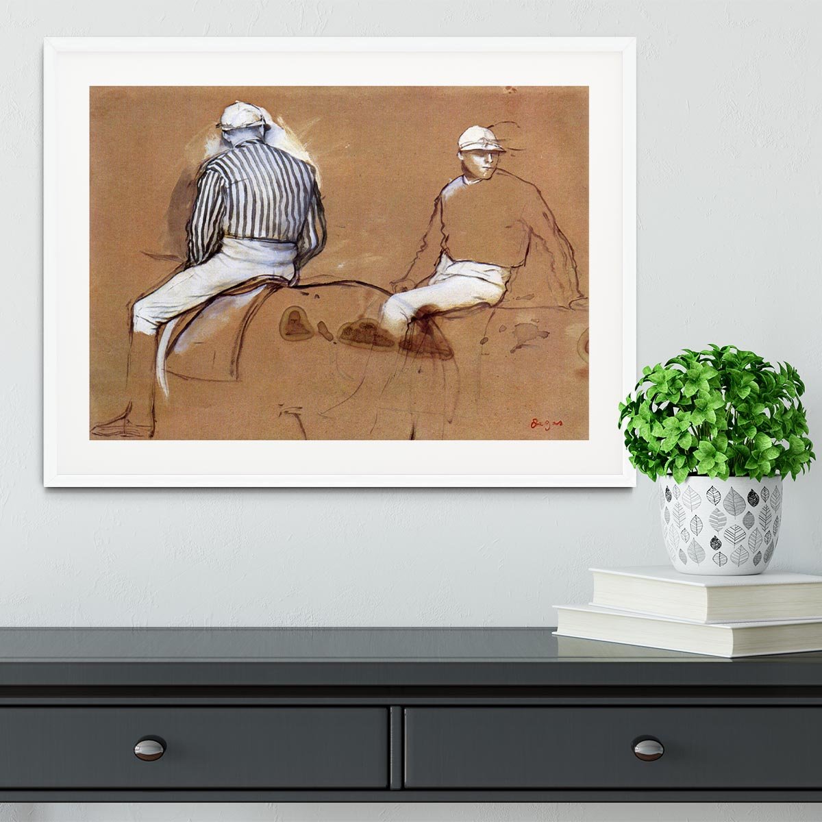 Two jockeys by Degas Framed Print - Canvas Art Rocks - 5