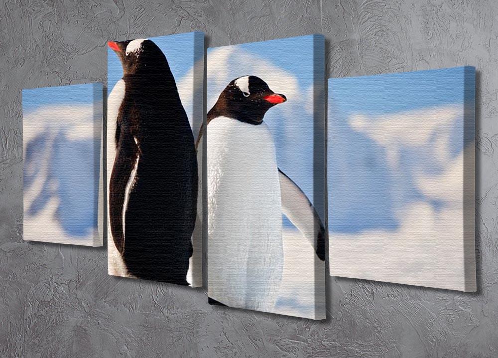 Two penguins dreaming sitting on a rock 4 Split Panel Canvas - Canvas Art Rocks - 2