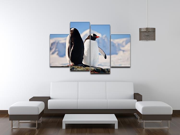 Two penguins dreaming sitting on a rock 4 Split Panel Canvas - Canvas Art Rocks - 3
