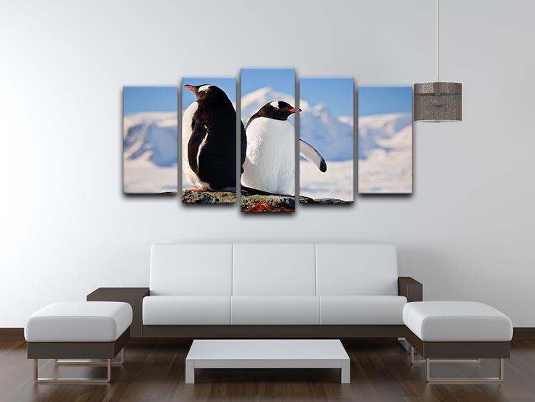 Two penguins dreaming sitting on a rock 5 Split Panel Canvas - Canvas Art Rocks - 3