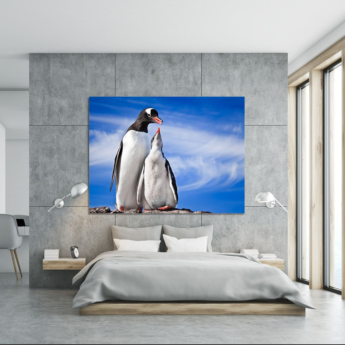Two penguins resting Canvas Print or Poster