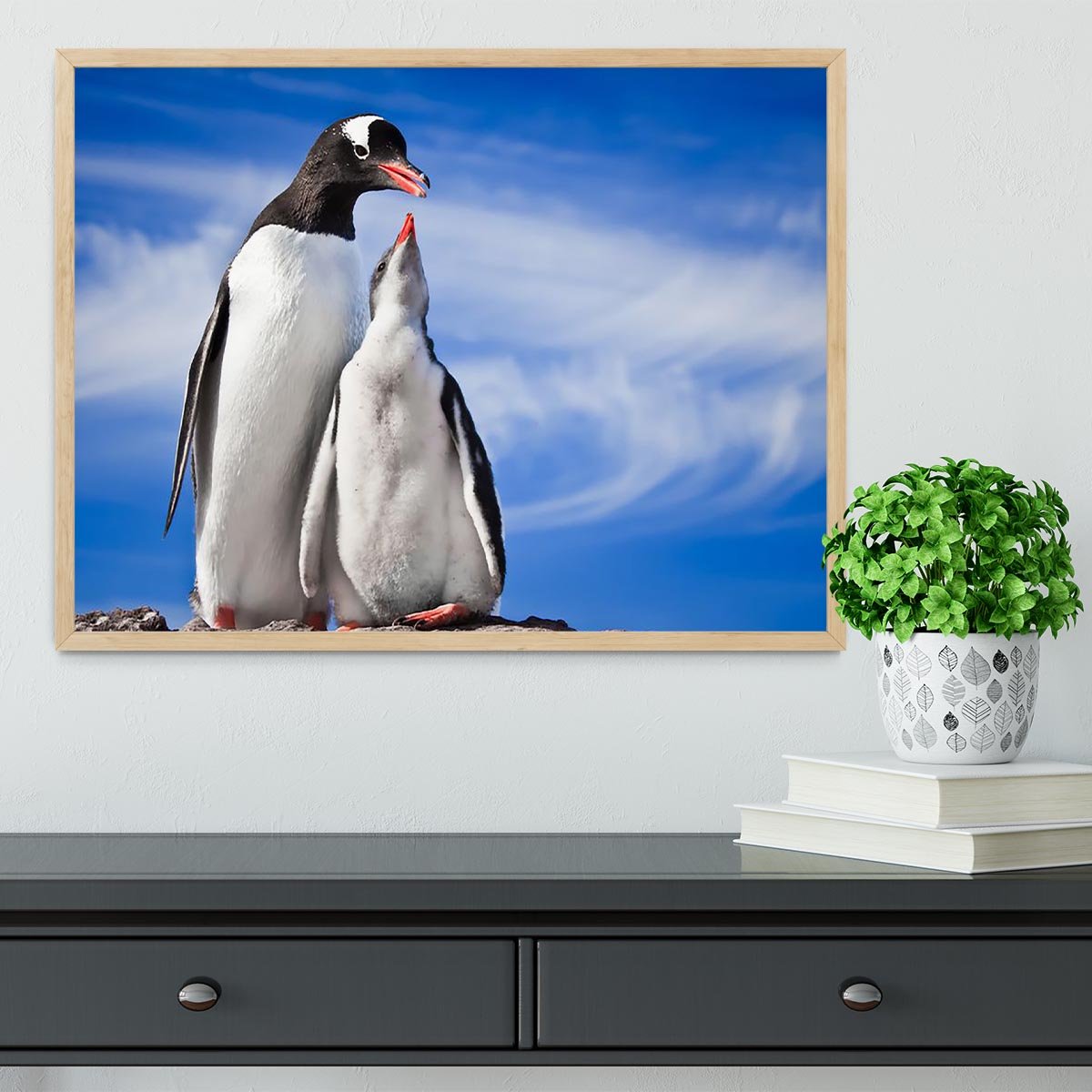 Two penguins resting Framed Print - Canvas Art Rocks - 4
