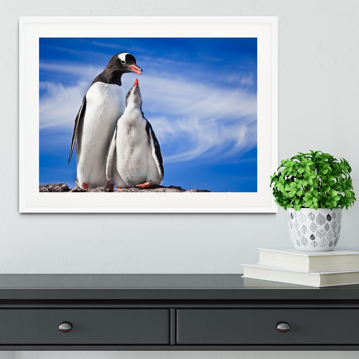 Two penguins resting Framed Print - Canvas Art Rocks - 5