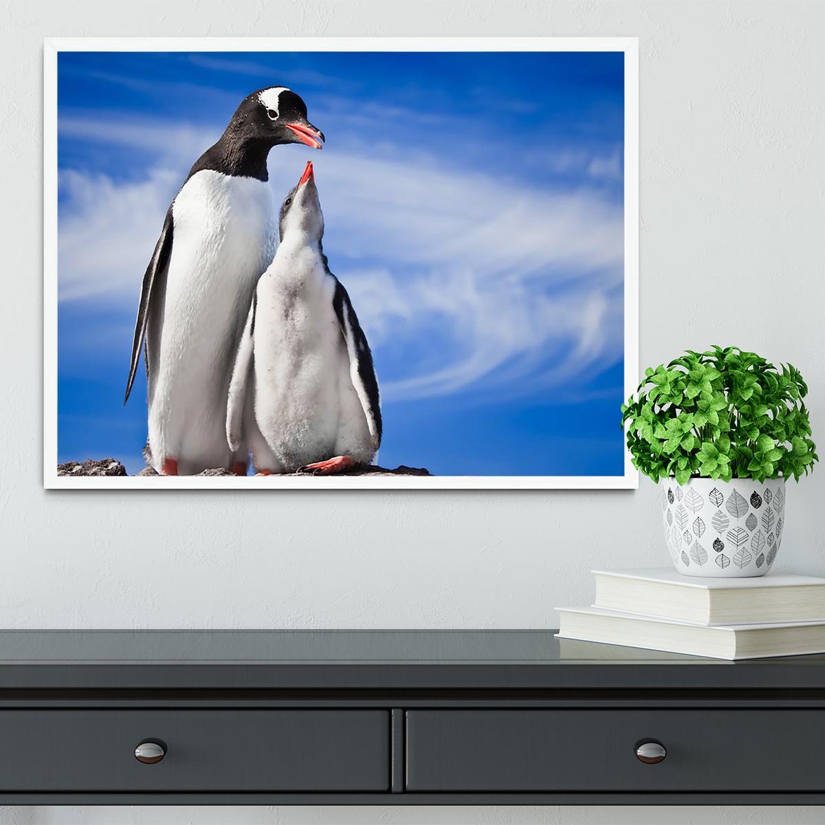 Two penguins resting Framed Print - Canvas Art Rocks -6