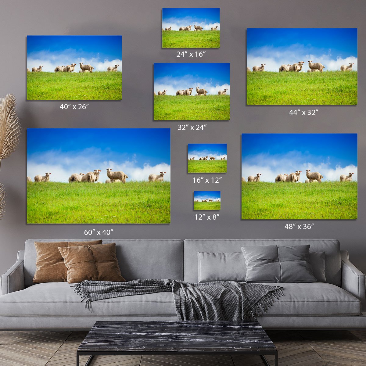 Two sheep looking at camera standing in herd Canvas Print or Poster