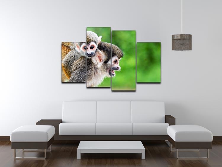 Two squirrel monkeys 4 Split Panel Canvas - Canvas Art Rocks - 3