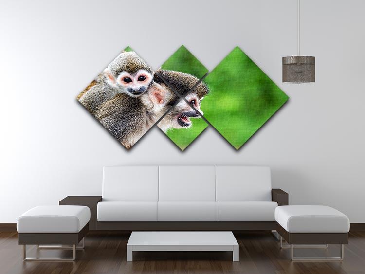 Two squirrel monkeys 4 Square Multi Panel Canvas - Canvas Art Rocks - 3