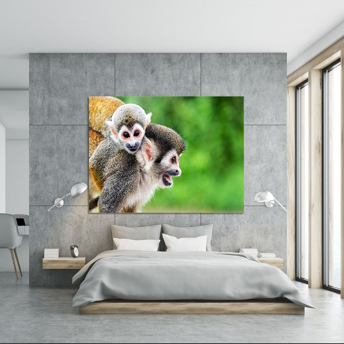 Two squirrel monkeys Canvas Print or Poster