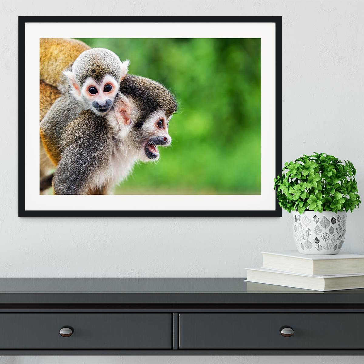 Two squirrel monkeys Framed Print - Canvas Art Rocks - 1