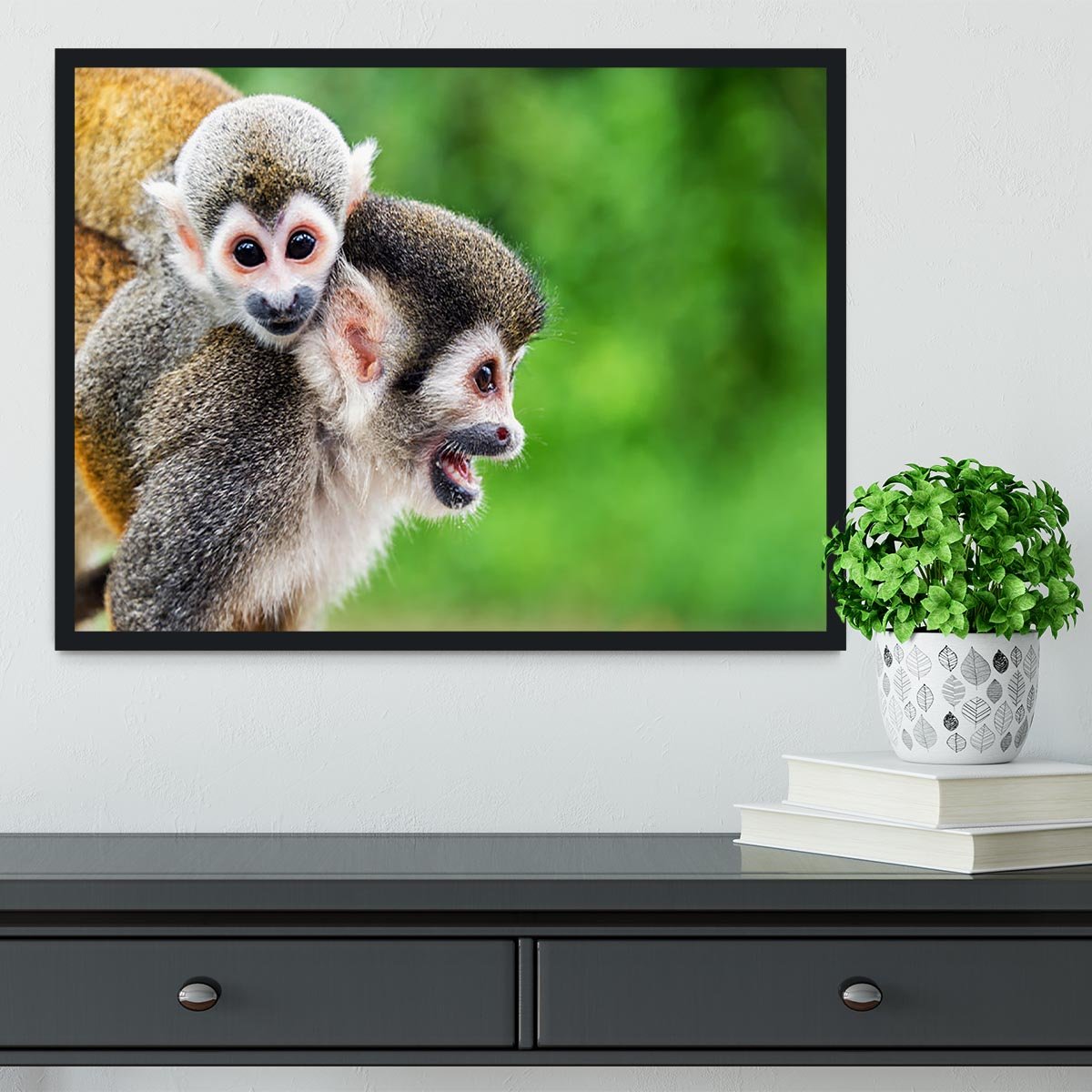 Two squirrel monkeys Framed Print - Canvas Art Rocks - 2