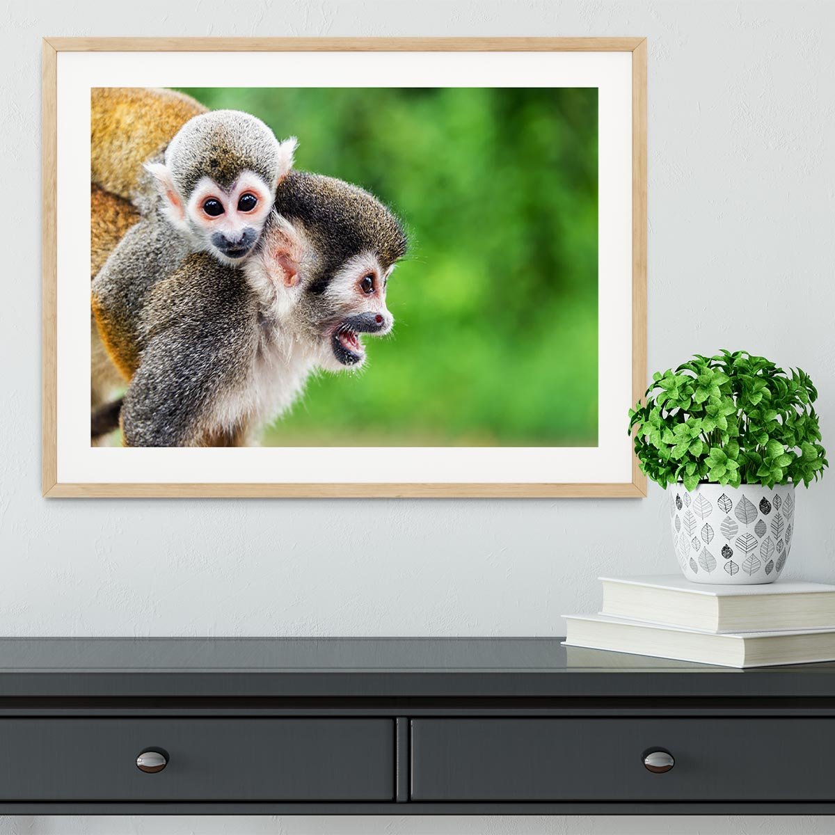 Two squirrel monkeys Framed Print - Canvas Art Rocks - 3